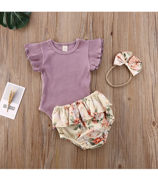 Short sleeve top print triangle creeper