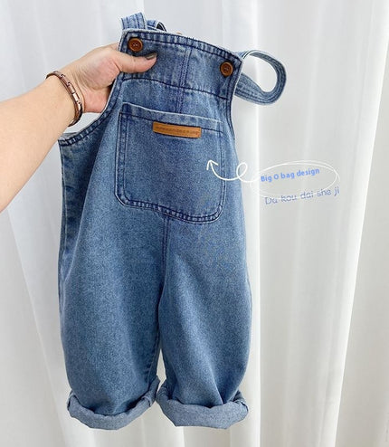 Children's Popular Denim Simple Suspender Pants