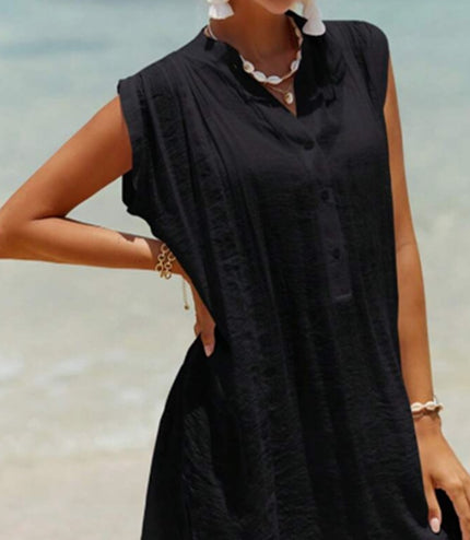 Women's Sleeveless Shirt Dress Beach