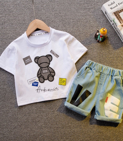 Summer New Cotton Baby Boy And Baby Girl Short-sleeved Shorts Two-piece Set