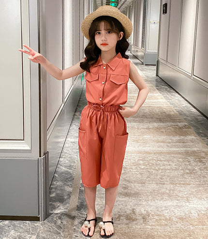 Two-piece Suit Girl Western Style Children Tooling Fashionable Princess
