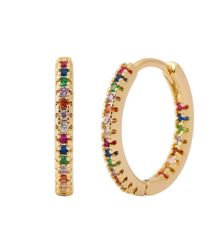 Circle Female Earrings Ear Clip Multicolor Zircon Elegant