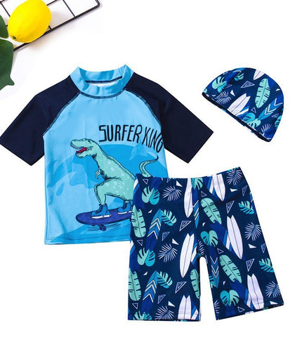 Boys' Two-piece Dinosaur Swimsuit For Middle And Big Children Sunscreen Swimwear