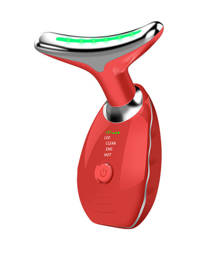 Neck Face Beauty Device Colorful LED Photon Therapy Skin Tighten Reduce Double Chin Anti Wrinkle Remove Lifting Massager