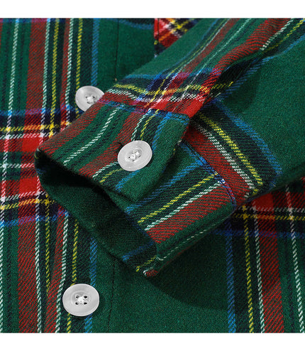 Boy Fashionable Suit Plaid Shirt Outfit