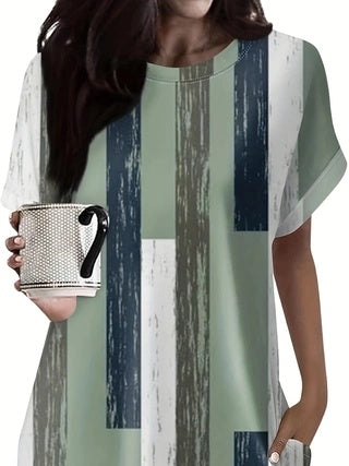 Short Sleeve Printed Pocket Dress