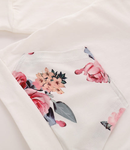 Girls hooded top floral three-piece suit