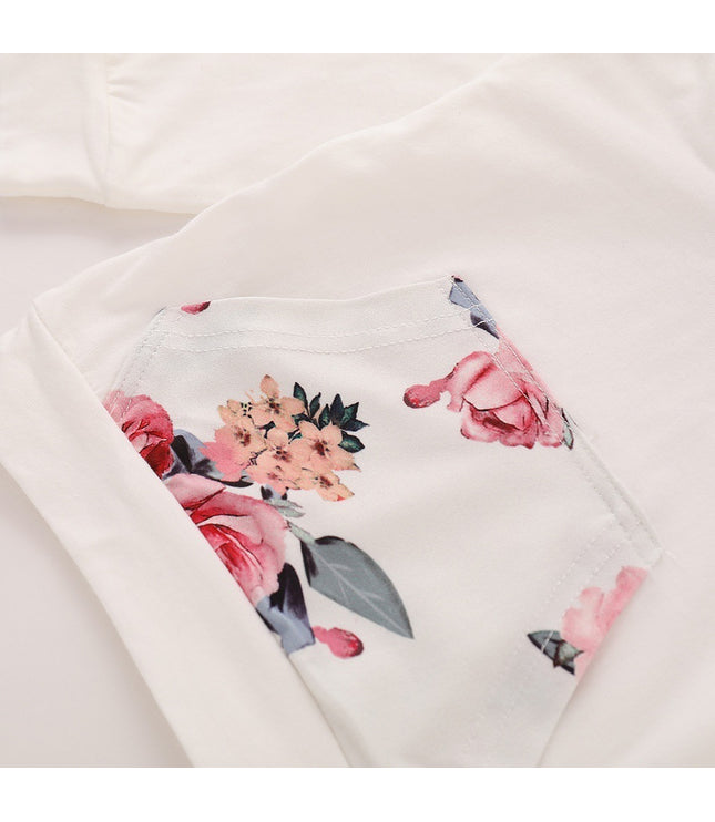 Girls hooded top floral three-piece suit