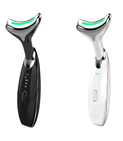 Neck Face Beauty Device Colorful LED Photon Therapy Skin Tighten Reduce Double Chin Anti Wrinkle Remove Lifting Massager