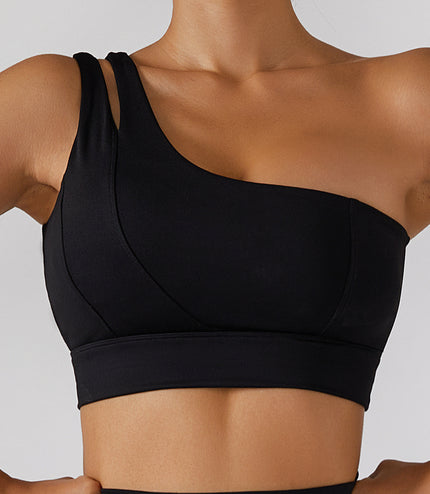 Ribbed One Shoulder Yoga Back Bra Yoga Pants Set