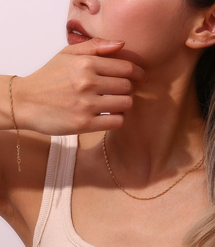 Clavicle Chain Stainless Steel Plated 18K Water Wave Chain Bracelet