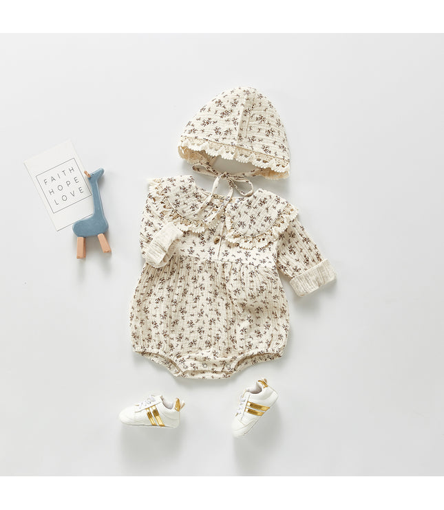Autumn Baby Clothing Toddler Girls Bodysuits Big Collar Baby Girl Floral Suit Infant One Piece
