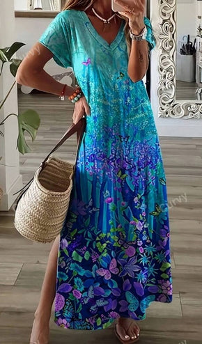 Short Sleeve Printed Pocket Dress