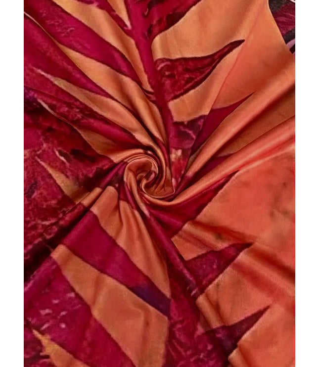 Red Floral Print Women's Long Skirt