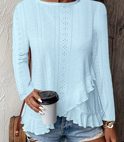 Casual Solid Color Long Sleeve Round Neck