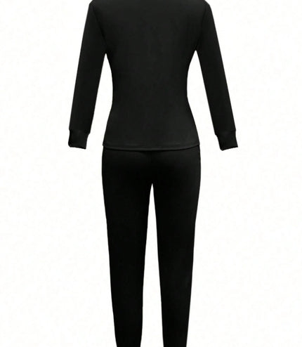 Casual Round Neck Long Sleeve Top And Pants Suit