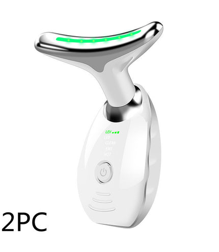 Neck Face Beauty Device Colorful LED Photon Therapy Skin Tighten Reduce Double Chin Anti Wrinkle Remove Lifting Massager