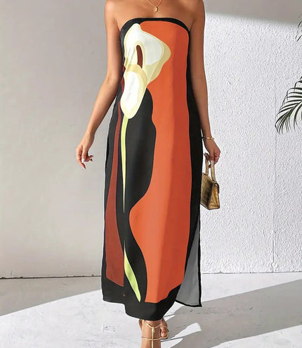 Elegant Print Slit  Dress For Women