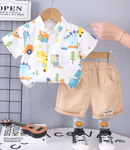 Children's Clothing Summer New Suit Children Cotton Clothes Baby Short Sleeve Shirt
