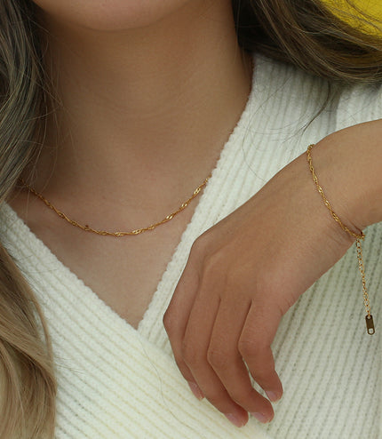 Clavicle Chain Stainless Steel Plated 18K Water Wave Chain Bracelet