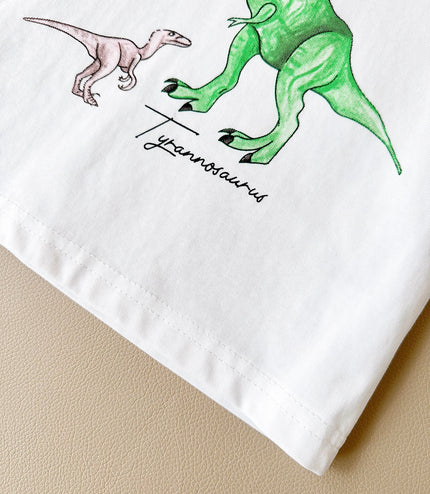 Boys' Dinosaur Printed Casual Cartoon Cotton Short Sleeve Pants Two-piece Set