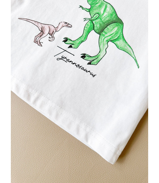 Boys' Dinosaur Printed Casual Cartoon Cotton Short Sleeve Pants Two-piece Set
