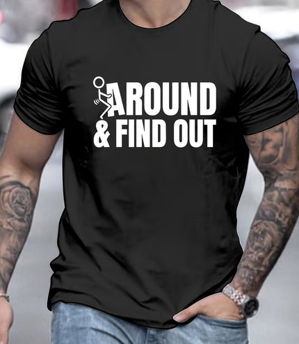 Found Prints Around, Men's Round Neck Short Sleeves, Casual And Comfortable Tops For Spring And Summer Vacations, Casual And Holiday Men's Clothing As Gifts