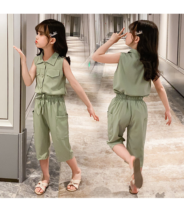 Two-piece Suit Girl Western Style Children Tooling Fashionable Princess