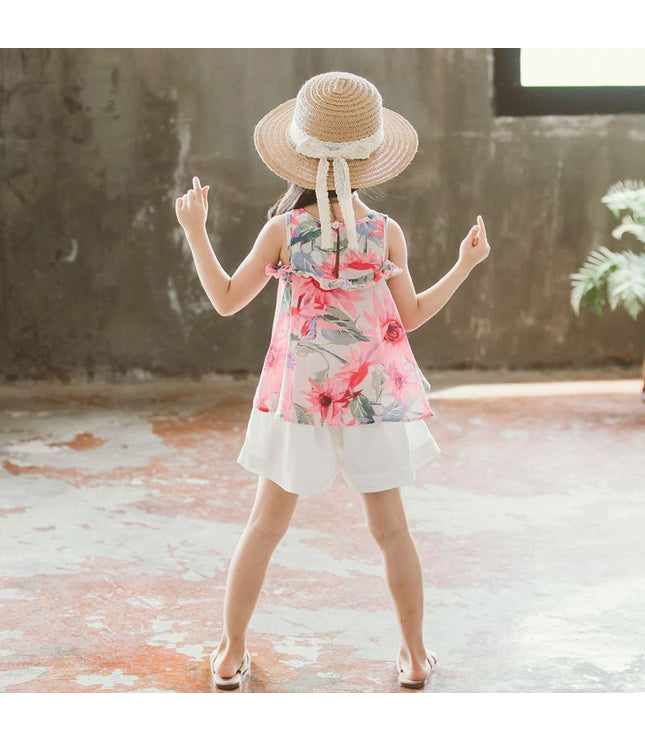 Girls Summer Suit New Children's Clothing Western,  Shorts  Sleeves