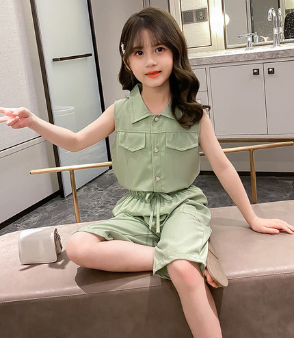 Two-piece Suit Girl Western Style Children Tooling Fashionable Princess
