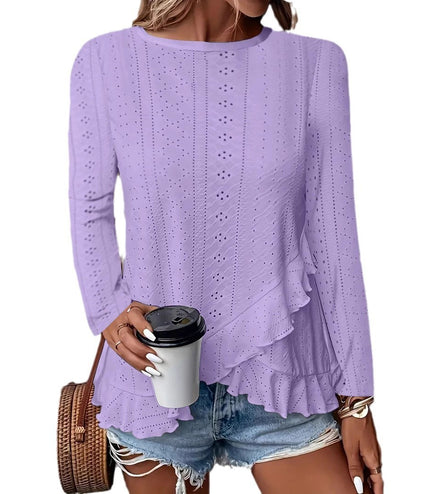 Casual Solid Color Long Sleeve Round Neck