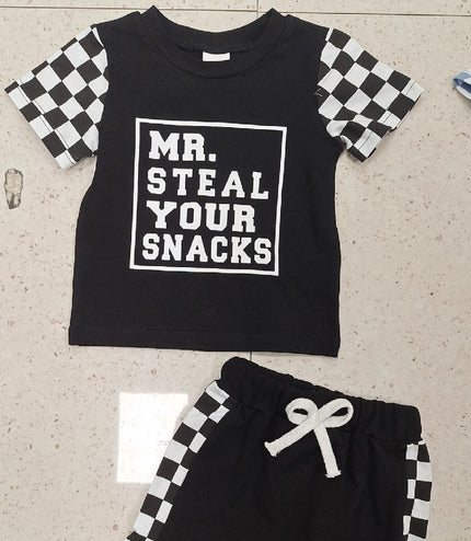 Children's Fashion Letter Print Short-sleeve Suit