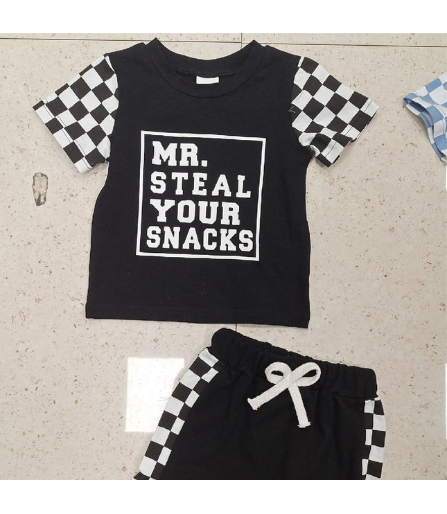 Children's Fashion Letter Print Short-sleeve Suit