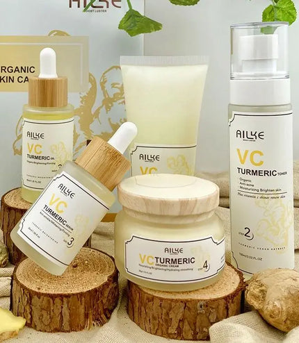 AILKE Turmeric Renew Skin Care Sets Vitamin C Women Facial Organic Anti Acne Whitening Hydrating Firming Korean Face Products