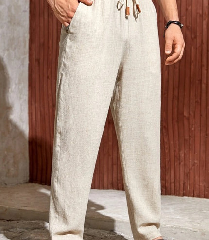 Men's Casual Cotton And Linen Drawstring Trousers Breathable Casual Versatile