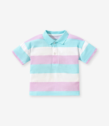 Polo Shirt Short Sleeve Striped Cotton Boy
