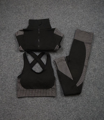 Three-piece Stretch Fitness Pants Sports Yoga Suit