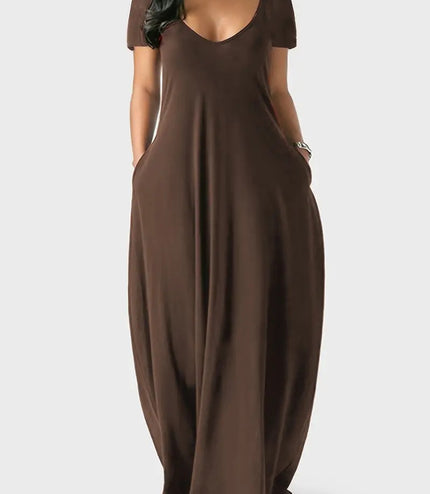 Short Sleeve Long Swing Dress