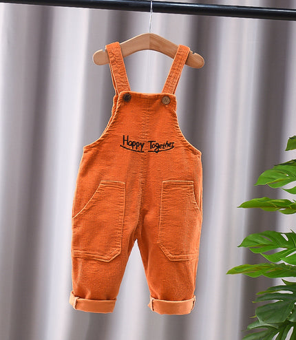 New Corduroy Baby Kids Denim Suspender Pants