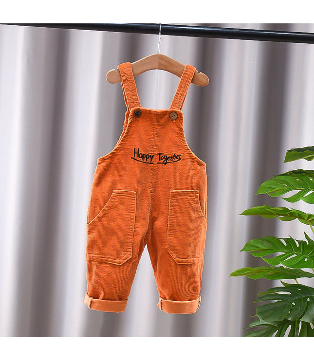 New Corduroy Baby Kids Denim Suspender Pants