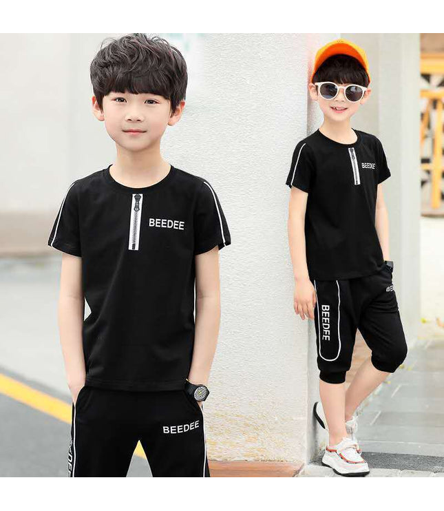 Middle And Big Boys Summer Short Sleeve T-shirt Two-piece  Fashion