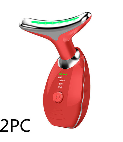Neck Face Beauty Device Colorful LED Photon Therapy Skin Tighten Reduce Double Chin Anti Wrinkle Remove Lifting Massager
