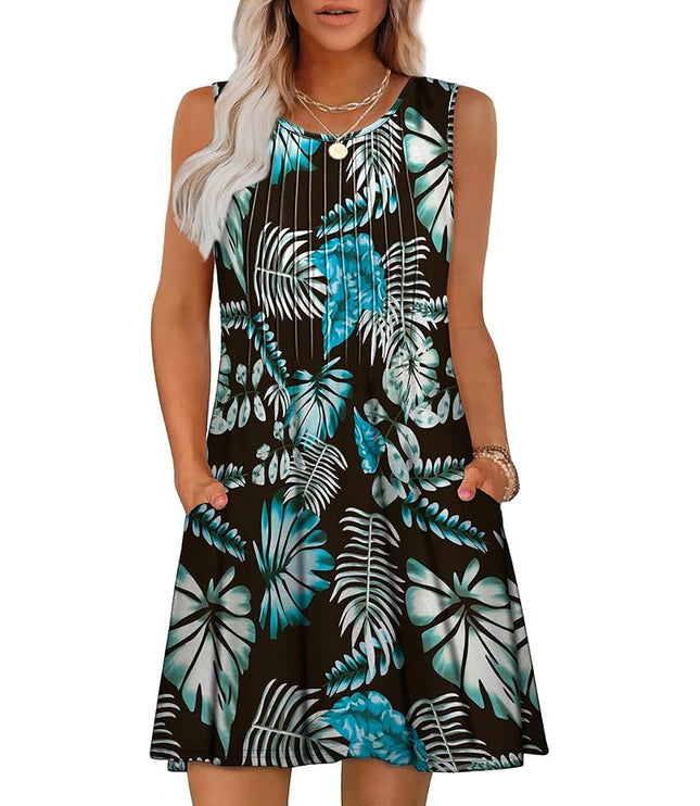 Loose Beach Vacation Casual Round Neck Sleeveless Vest Dress