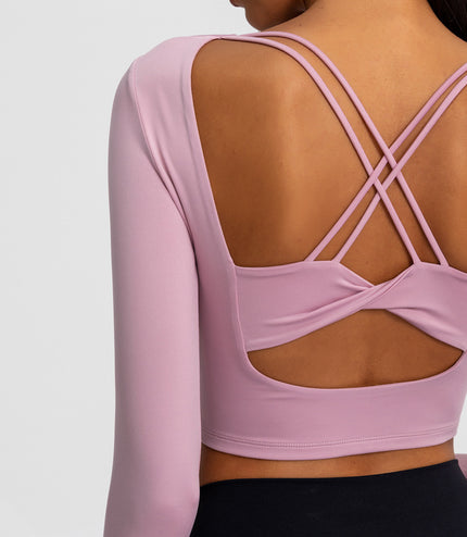Sexy Yoga Tight Long Sleeve Yoga Top With Chest Pad