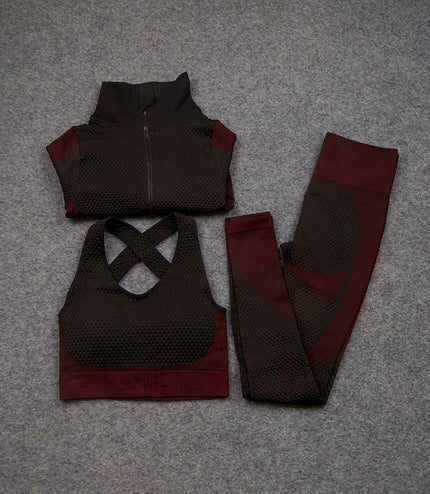 Three-piece Stretch Fitness Pants Sports Yoga Suit