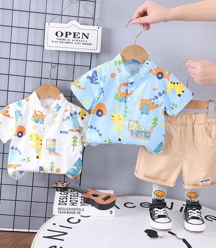 Children's Clothing Summer New Suit Children Cotton Clothes Baby Short Sleeve Shirt