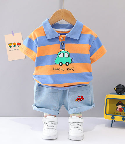 Boys' Summer Short Sleeve Korean Style Lapel Polo Shirt