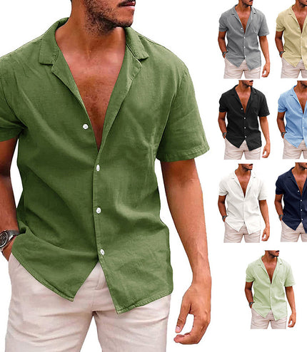 Men's Tops Casual Button Down Shirt Short Sleeve Beach Shirt Summer Mens Clothing