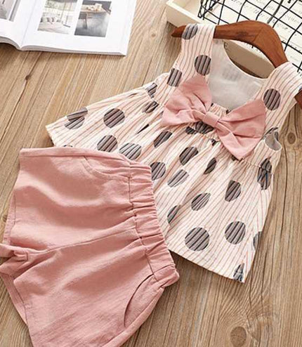 Summer Children Clothes Big Bow T-Shirt Shorts Clothing Set