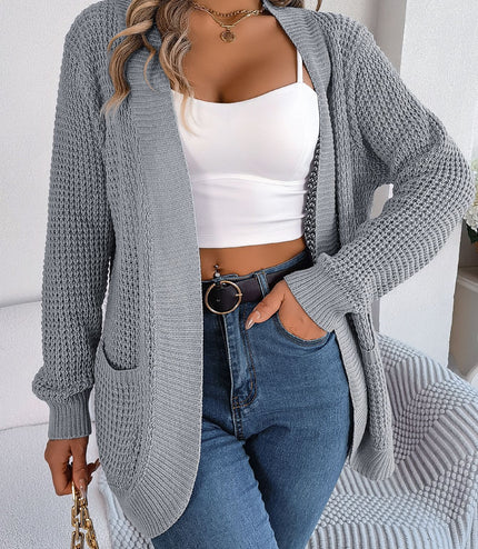 Autumn And Winter Casual Pocket Long Sleeve Knitted Sweater Cardigan Jacket
